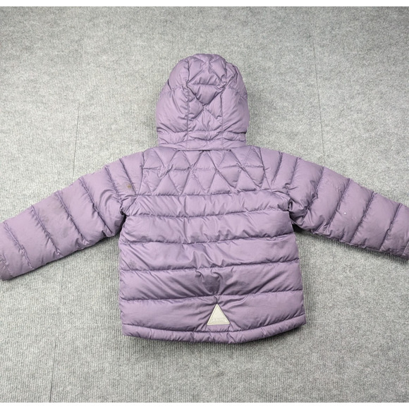 LL Bean Down Puffer Jacket Girls Small Hooded Full Zip Coat Fleece Lined Purple - Picture 9 of 10